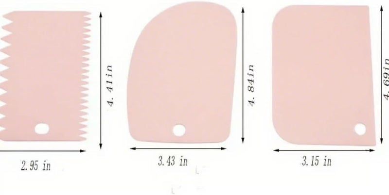 LSGZJZY Cake Decorating Scraper Set, 6 Piece Plastic Icing Smoother Tools, Serrated and Flat Edge Dough Scrapers for Baking, Pastry, Bread, Pizza, 2.95-4.81 Inch(pink) - Image 2